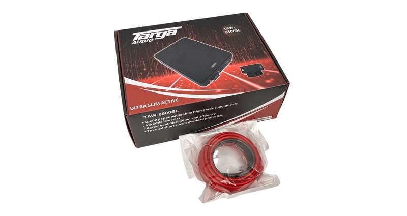 Targa TAW-8500SL 8" Active Subwoofer with Wiring