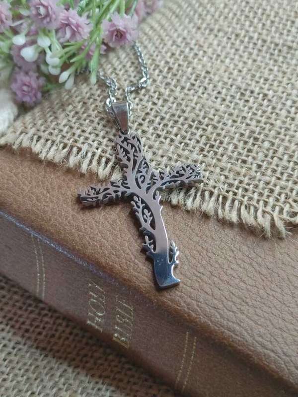 TREE CUTOUT CROSS NECKLACE