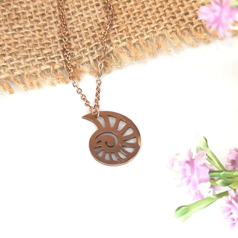 AMMONITE NECKLACE, ROSE GOLD