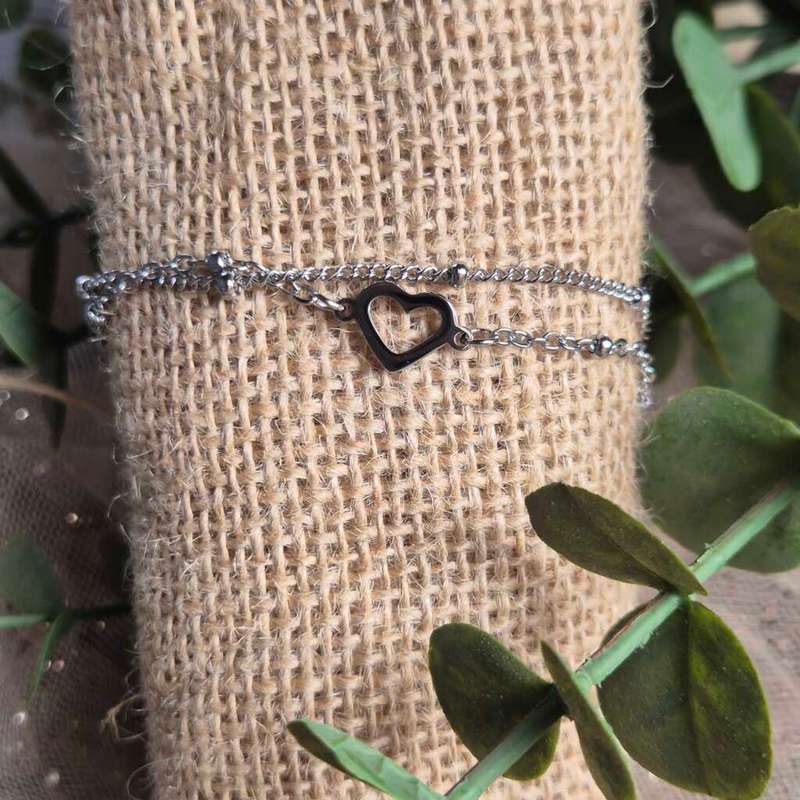 HEART DOUBLE CHAIN BRACELET