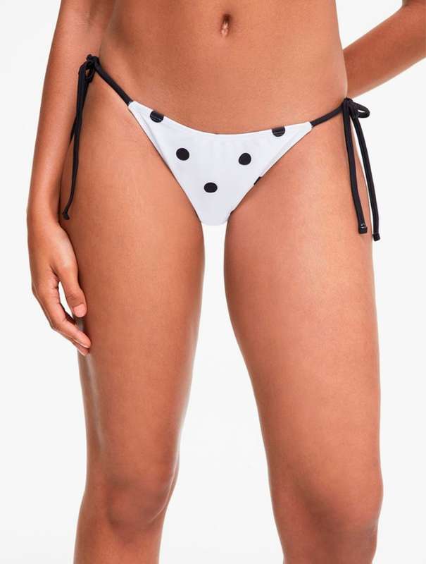 Original Woolworths White & Black Print Tie-up Bikini Bottoms - Small