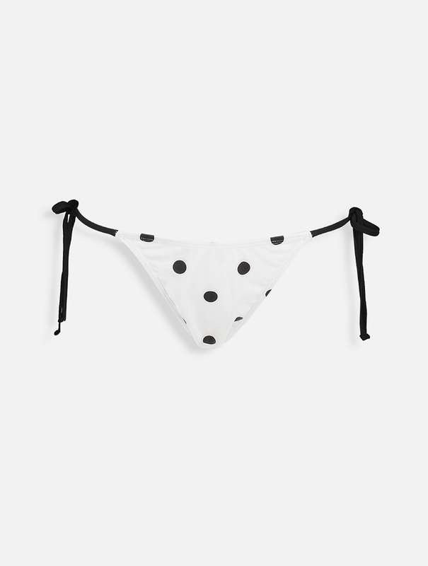 Original Woolworths White & Black Print Tie-up Bikini Bottoms - Small