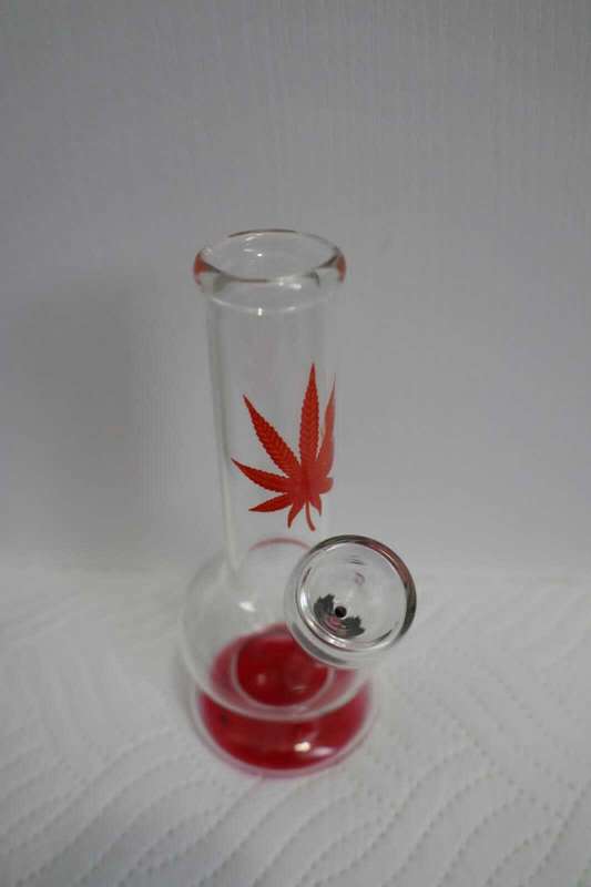Glass Weed Leaf Bong 15cm - Assorted Colour Print