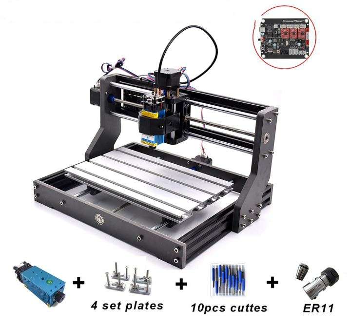 CNC Router Milling Engraver Machine DIY 3018 PRO + Laser Module 2500MW / 5500MW / 15W with ER11 -