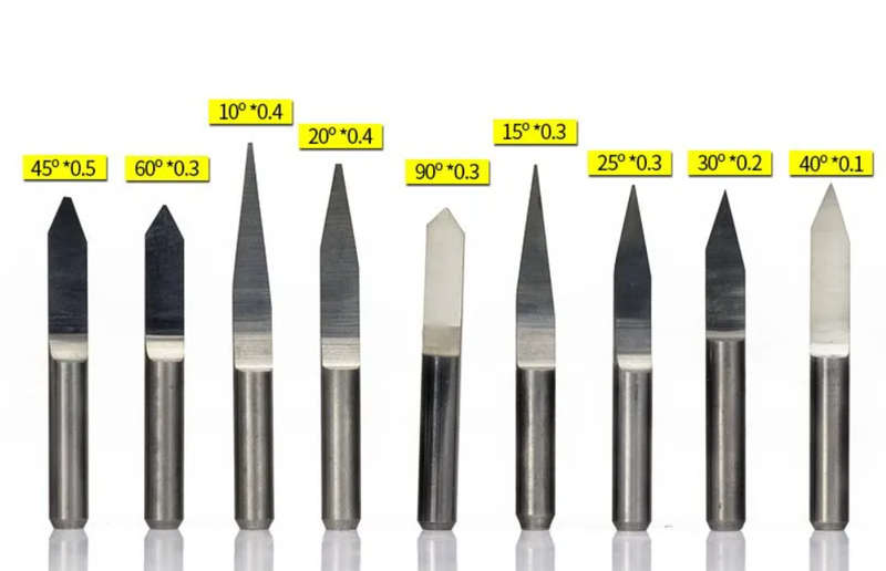 CNC Edge Router Bits - 15 Degree Flat-Bottomed Sharp Column Knife - 10 Piece Set