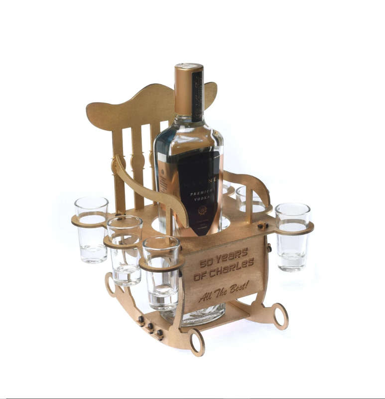 Laser Cut Design File Vector Bottle Rocker Chair - CNC/SVG/DXF