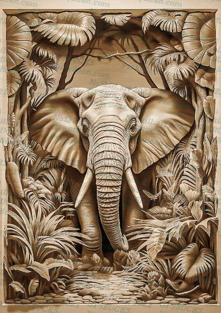 Laser Burn 3D Illusion PNG Design File for Engraving - Elephant