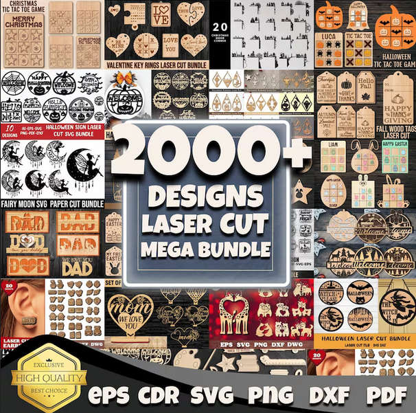 2000 Laser Cut SVG Design Files - Multi-Layer Bundle