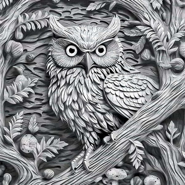 Laser Burn PNG Owl Design File - Woodland Bird of Prey