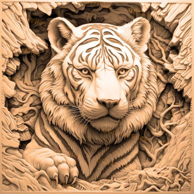 Laser Engraver - PNG For Engraving Design File - Tiger