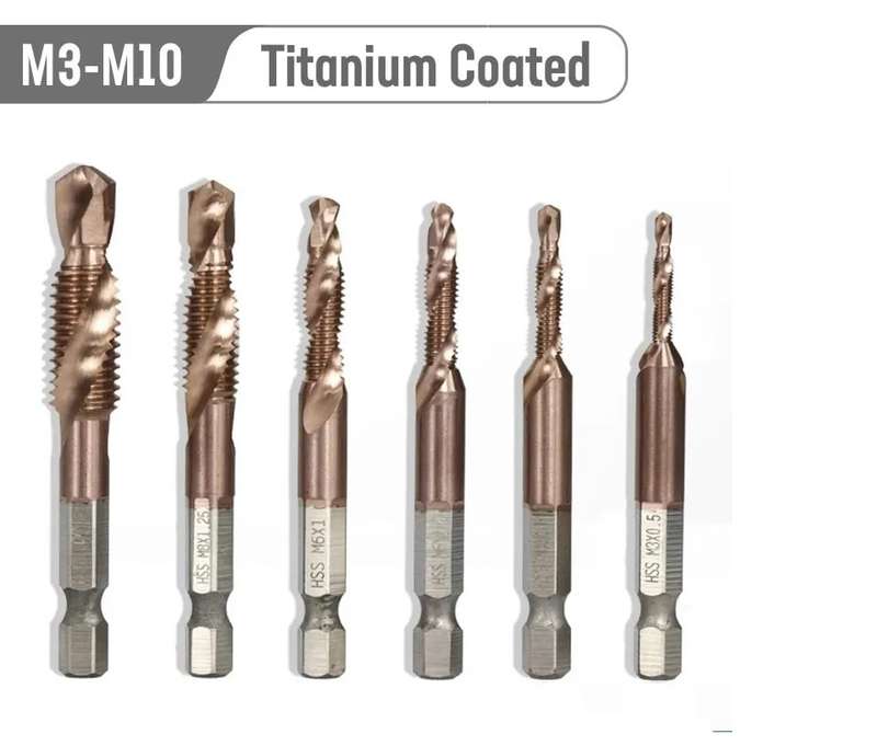 M3-M10 Hex Shank Drill-Titanium Coated - 6 Piece Set