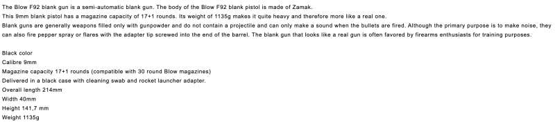 F92 Blowback Blank Gun (Black)