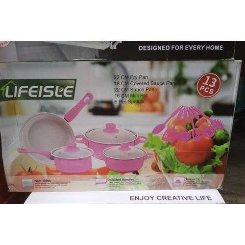 13 PIECE COLOUR COOKWARE SET