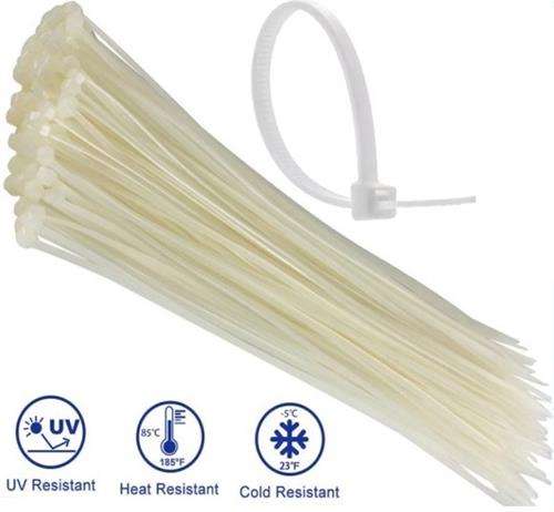 Noble Nylon Cable Ties 4.8 x 300mm Pack of 100 White - Self-Locking Design Widely Used For Tying ...