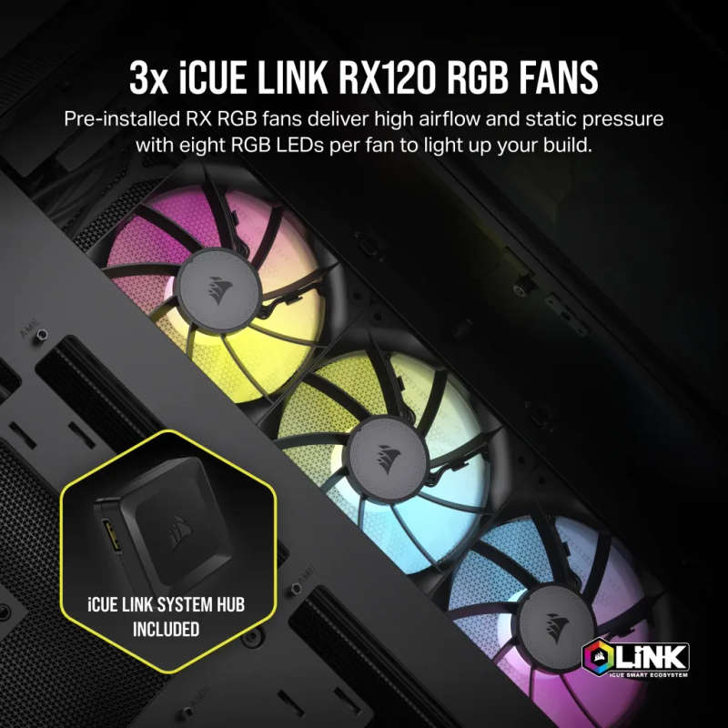 iCUE LINK 6500X RGB Mid-Tower Dual Chamber PC Case; Black.