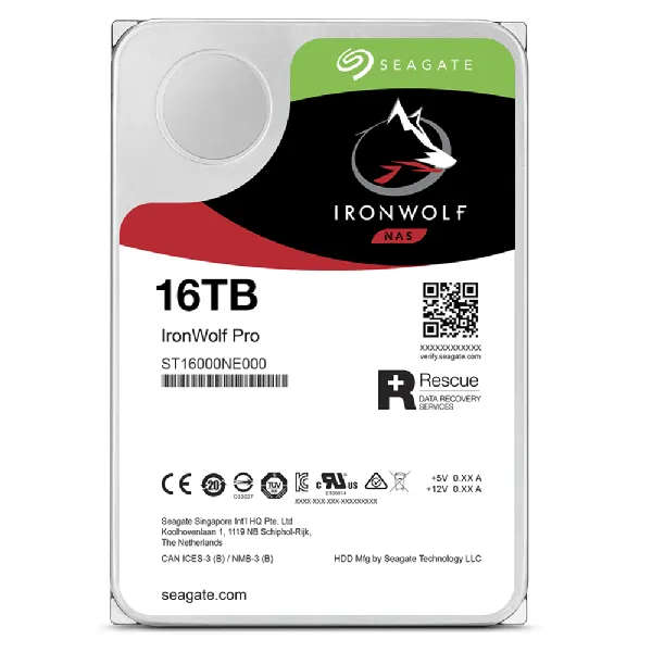 Seagate Ironwolf Pro ST16000NT001 16TB 3.5'' HDD NAS Drives 7200 RPM; SATA 6GB/s Interface; 256MB...