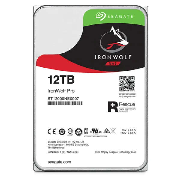 Seagate Ironwolf Pro ST12000NT001 12TB 3.5'' HDD NAS Drives 7200 RPM; SATA 6GB/s Interface; 256MB...