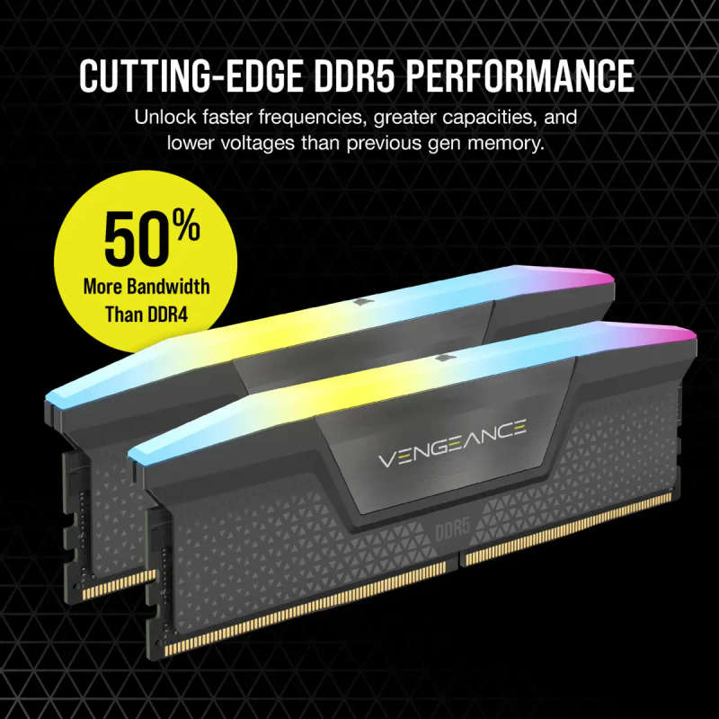 Corsair VENGEANCE® RGB AMD EXPO 32GB (2 x 16GB) DDR5 DRAM 5200MHz Memory Kit - Cool Grey
