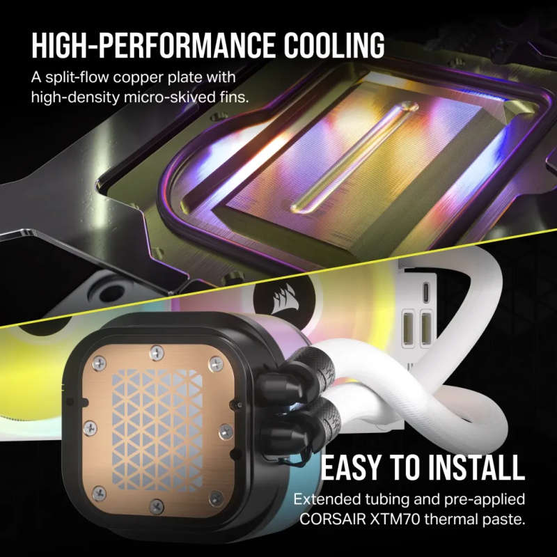 CORSAIR iCUE LINK H150i LCD Liquid CPU Cooler - QX120 RGB Fans - White - 360mm Radiator - Fits In...