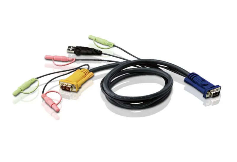 ATEN 3M USB KVM Cable with Audio - SPHD15 &amp; Audio to VGA