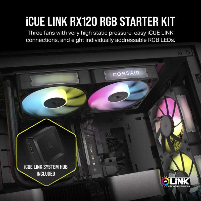 Corsair iCUE LINK RX120 RGB 120mm Fan Triple Pack