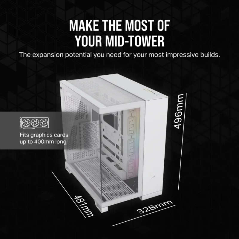 iCUE LINK 6500X RGB Mid-Tower Dual Chamber PC Case - White