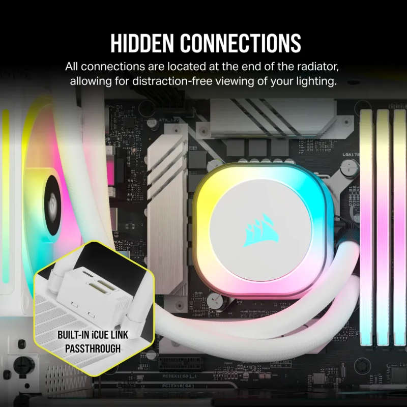 Corsair iCUE LINK H100i RGB Liquid CPU Cooler - QX120 RGB Fans - White - 240mm Radiator