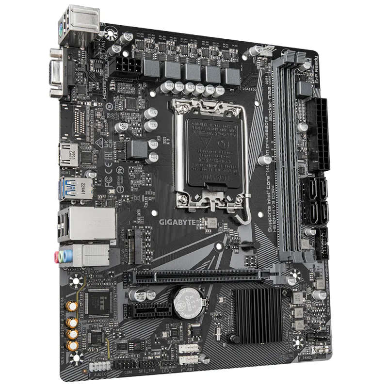 GIGABYTE Intel H610 Motherboard for LGA 1700 - 2x DDR4, 1x M.2, D-Sub/HDMI, mATX
