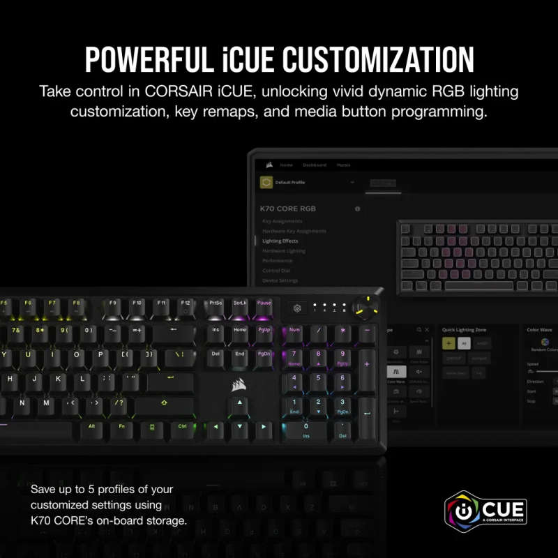 Corsair K70 Core RGB Mechanical Gaming Keyboard - Red Linear Switches