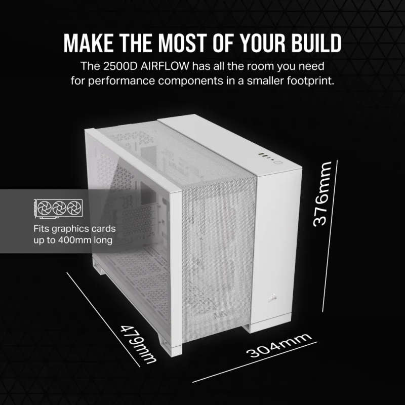 Corsair 2500D AIRFLOW Micro ATX Dual Chamber PC Case - White