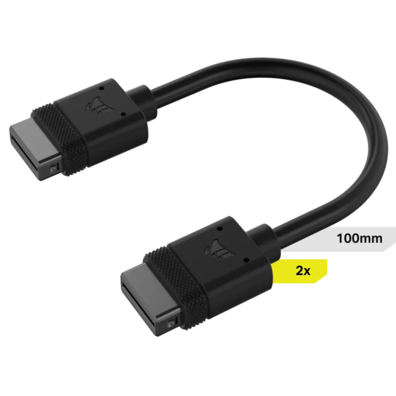 CORSAIR iCUE LINK Cable - 2x 100mm with Straight Connectors - Black