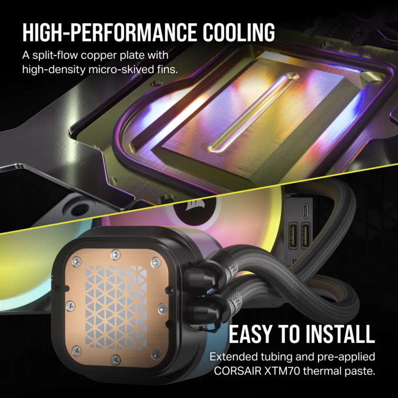 CORSAIR iCUE H115i RGB Liquid CPU Cooler - 280mm Radiator with QX140 RGB Fans