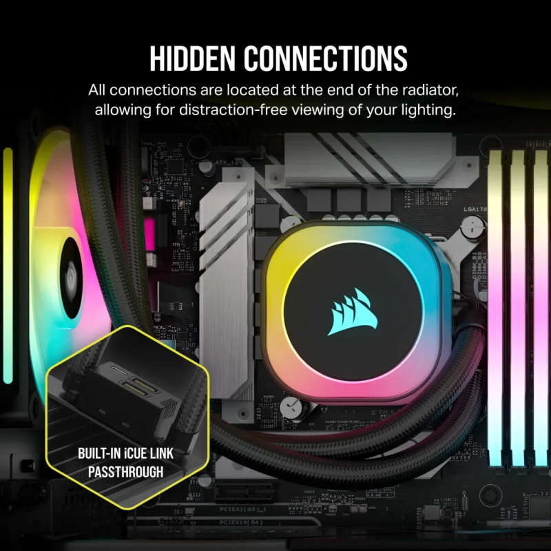 CORSAIR iCUE LINK H170i RGB Liquid CPU Cooler - QX140 RGB Fans - 420mm Radiator - Fits Intel LGA ...