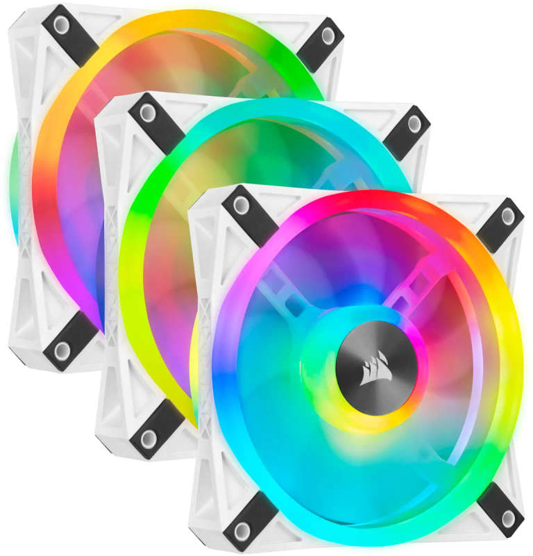 Corsair iCUE QL120 RGB 120mm PWM Triple Fan with Lighting Node CORE - White