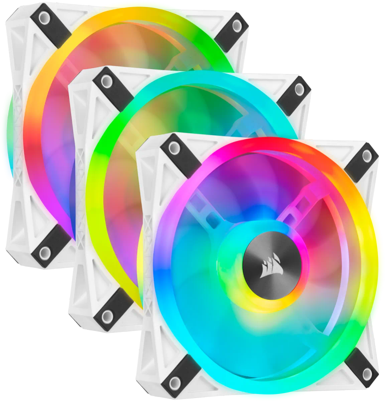 Corsair iCUE QL120 RGB 120mm PWM Triple Fan with Lighting Node CORE - White