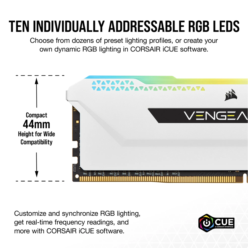 Corsair Vengeance RGB PRO SL 32GB (2 x 16GB) DDR4 3600MHz C18 Memory Kit - White