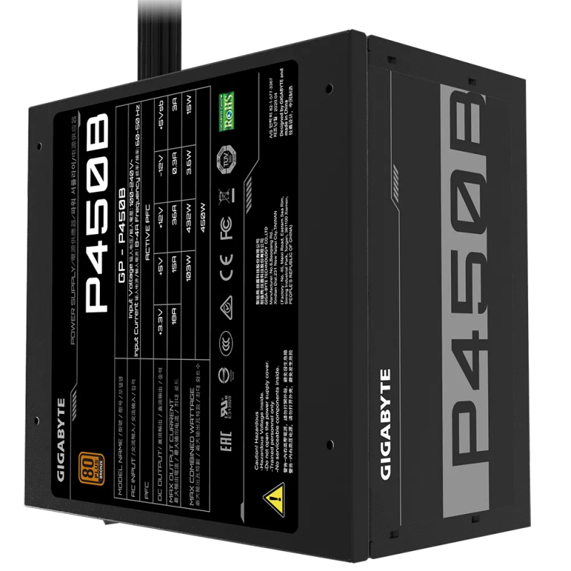 Gigabyte P450B Power Supply - Bronze Certified 450W, 3-Year Warranty