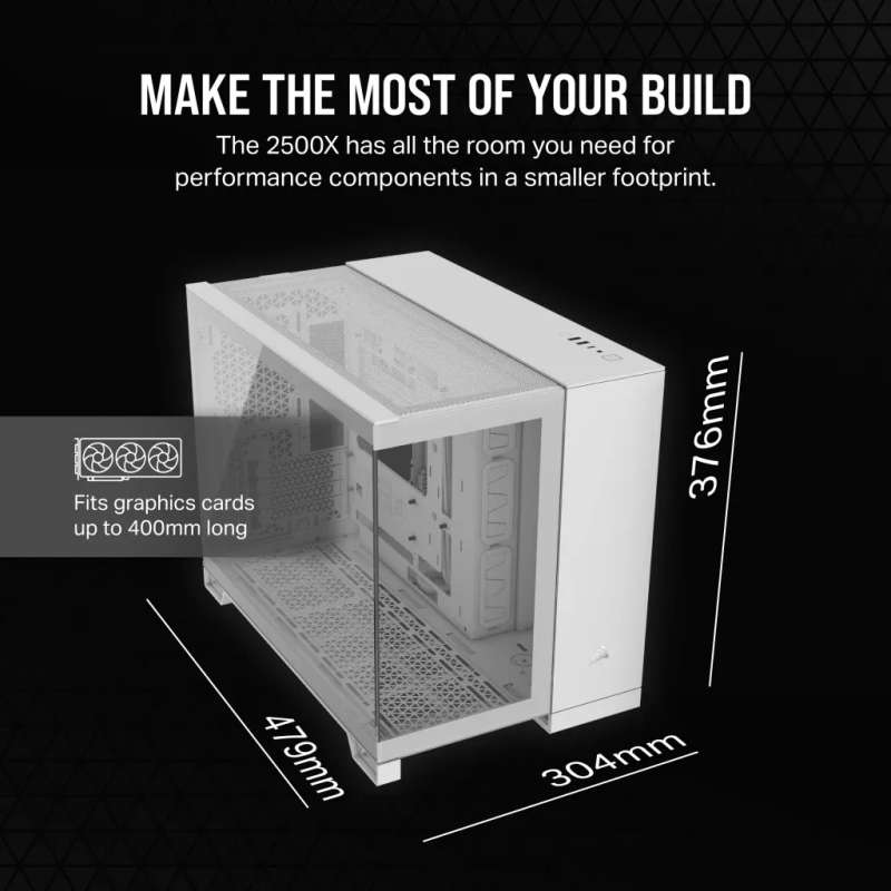 CORSAIR 2500X Micro ATX Dual Chamber PC Case - White