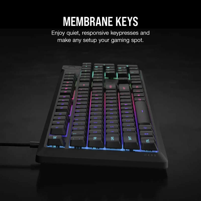 CORSAIR K55 Core Gaming Keyboard - Backlit Zoned RGB LED