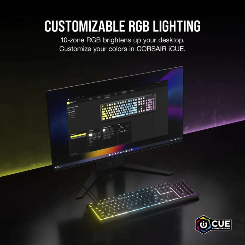 CORSAIR K55 Core Gaming Keyboard - Backlit Zoned RGB LED