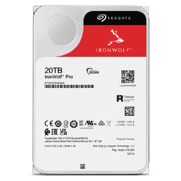 Seagate Ironwolf Pro ST2000NT001 20TB 3.5'' HDD NAS Drives 7200 RPM; SATA 6GB/s Interface; 256MB ...