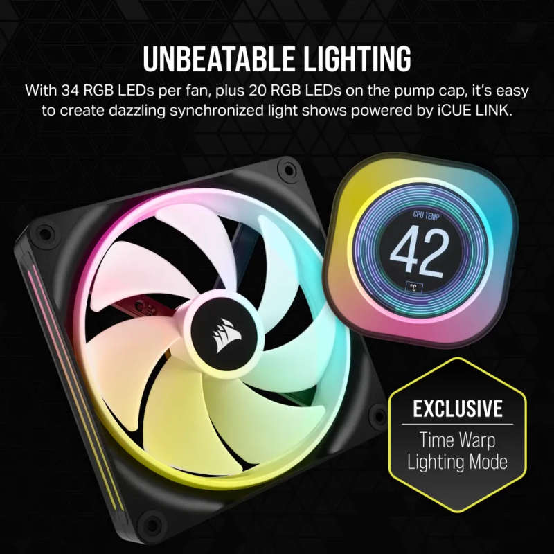 CORSAIR iCUE LINK H170i LCD Liquid CPU Cooler - QX140 RGB Fans - Large 420mm Radiator - Fits Inte...