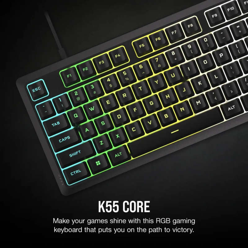 CORSAIR K55 Core Gaming Keyboard - Backlit Zoned RGB LED