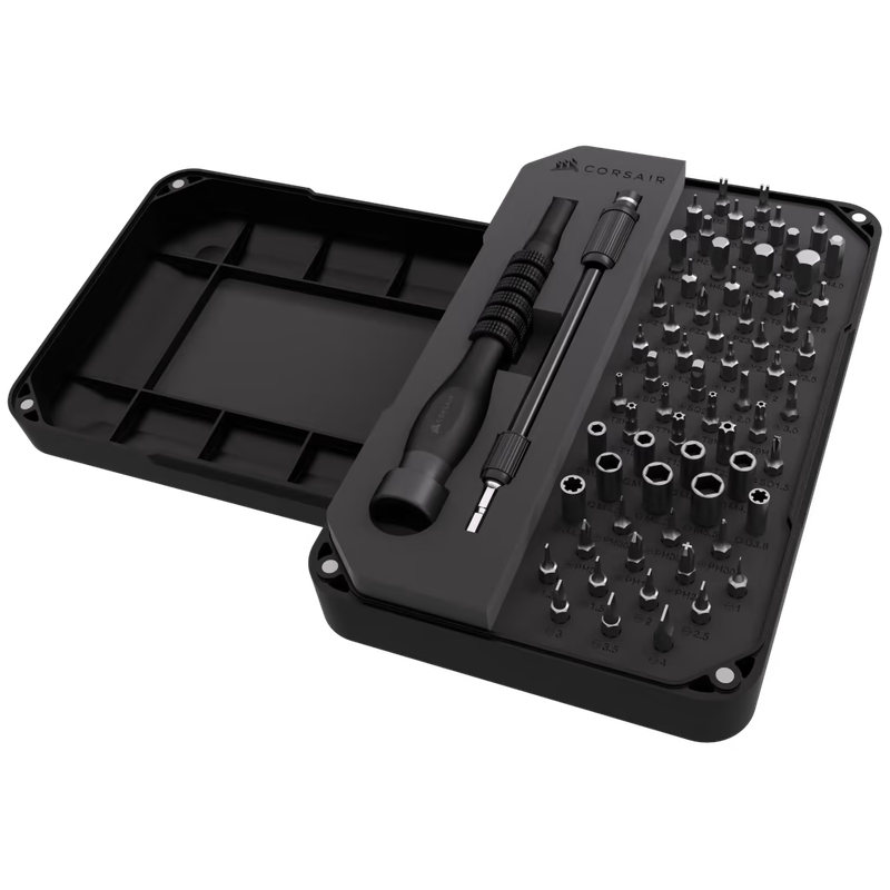 CORSAIR PC DIY Precision Toolkit - Electronics Repair Kit with 65 Screw Bits