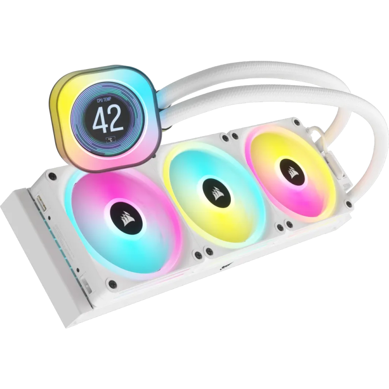 CORSAIR iCUE LINK H150i LCD Liquid CPU Cooler - QX120 RGB Fans - White - 360mm Radiator - Fits In...