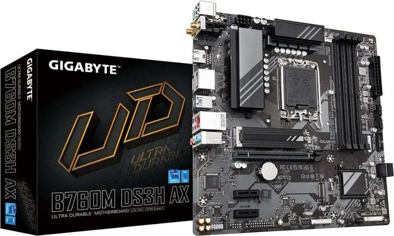 GIGABYTE Intel B760 Motherboard for LGA 1700 - 4x DDR5, 2x M.2, VGA/HDMI/DP x2, mATX
