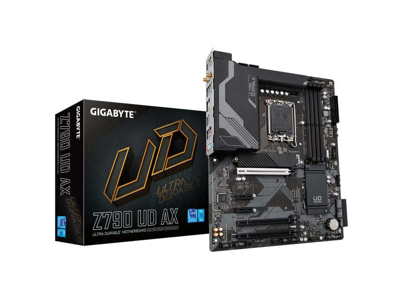 GIGABYTE Intel Z790 Motherboard for LGA 1700 - 4x DDR5, 3x M.2 G4, HDMI/DP, ATX, Wi-Fi 6E