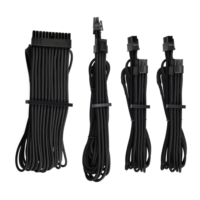 Corsair Premium Individually Sleeved Black PSU Cable Kit - Starter Package