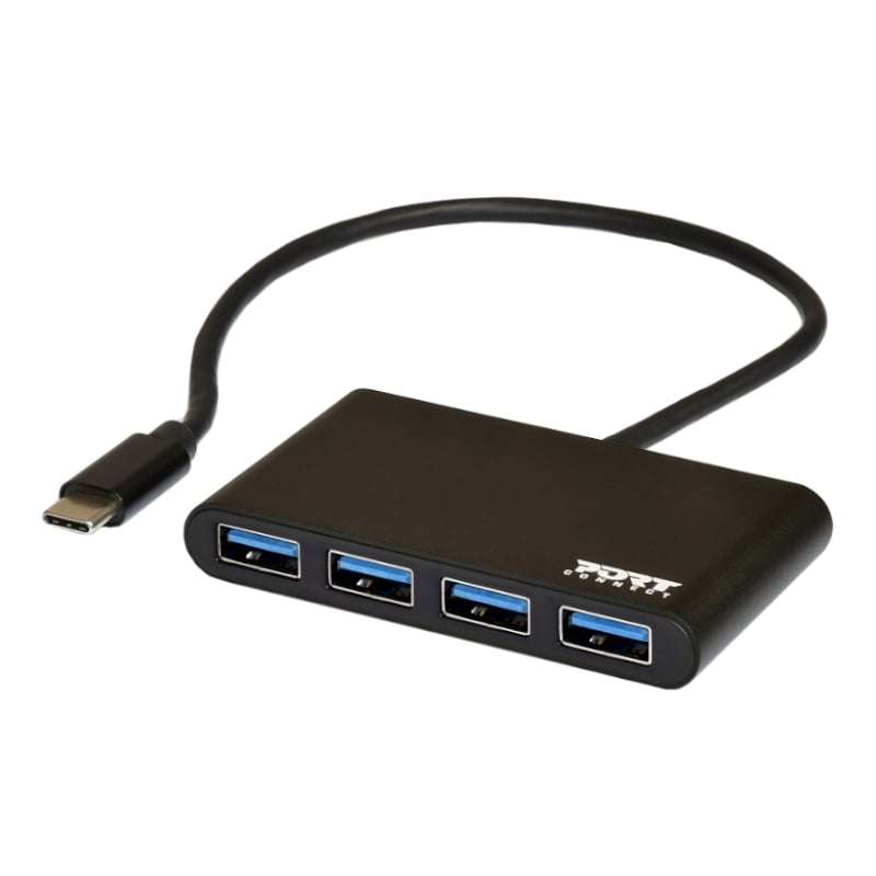 Port USB Type-C to 4 x USB 3.0 Hub - 30cm - Black