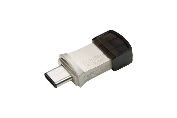TRANSCEND 64GB JetFlash 890 USB-C &amp; USB 3.1 OTG Flash Drive - Silver